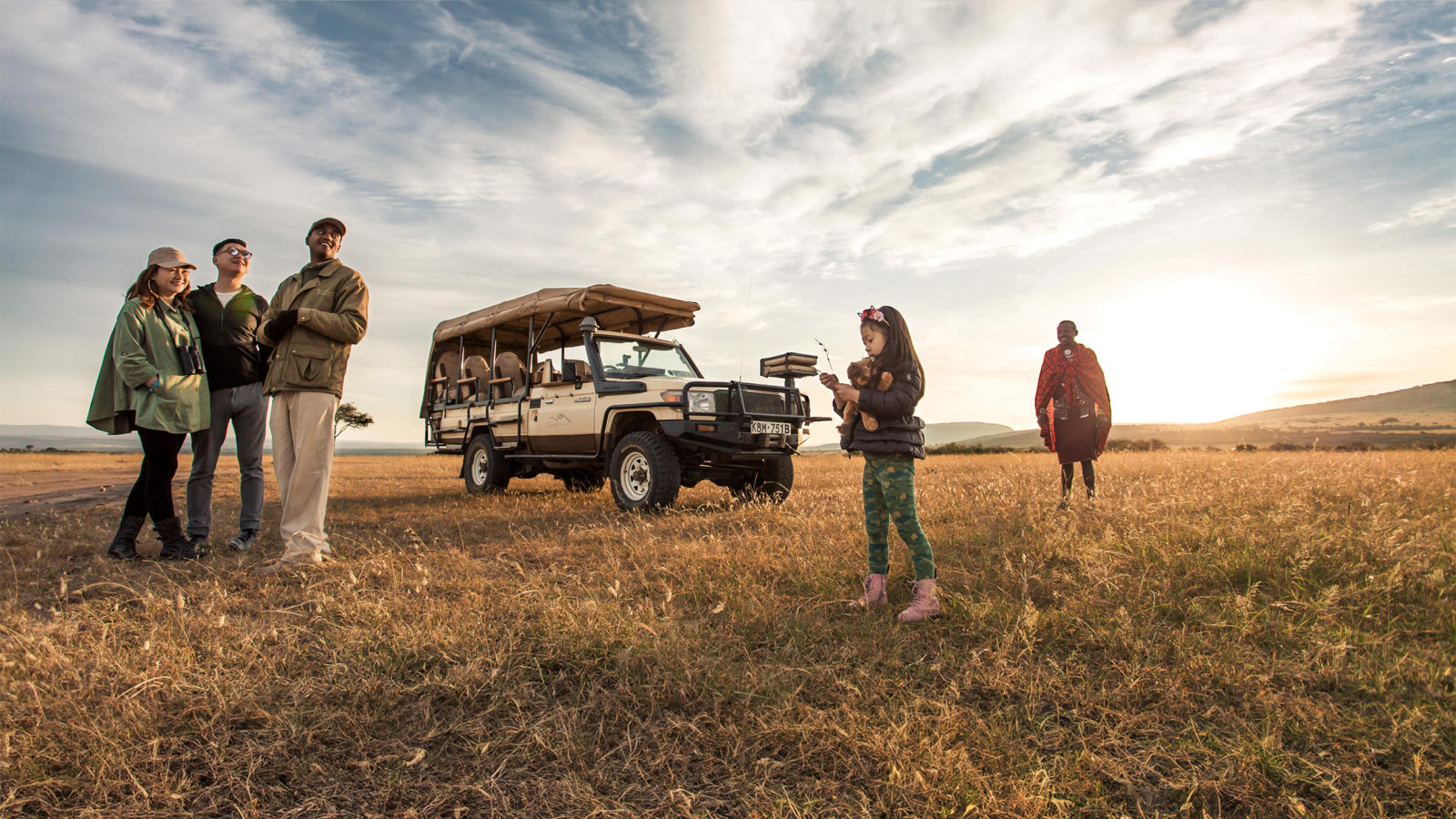 a family on safari