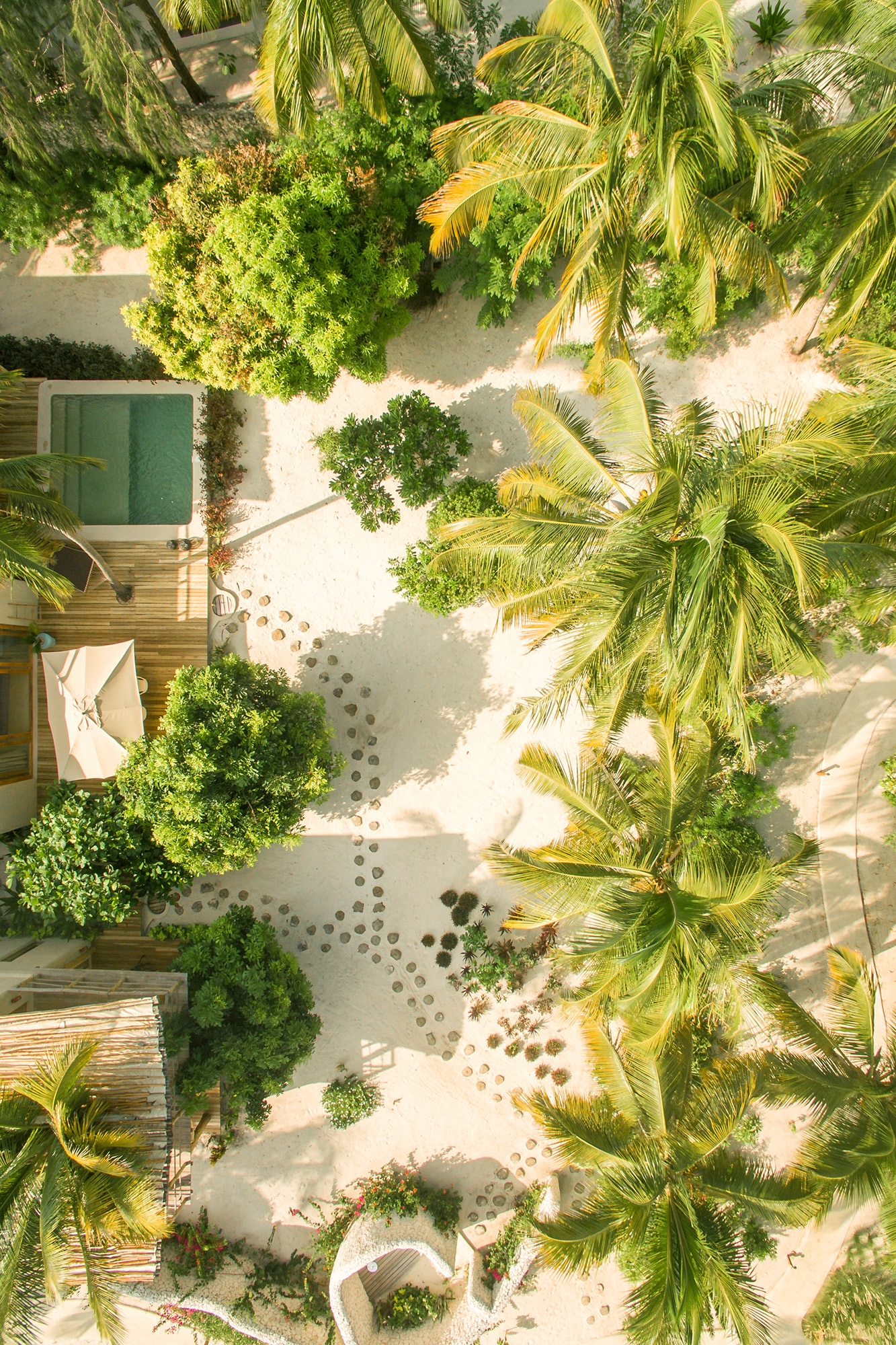 birds-eye-view of resort compound