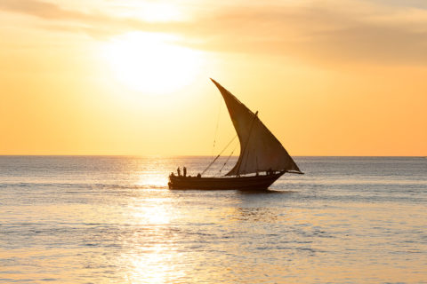 sailing boat at sunset