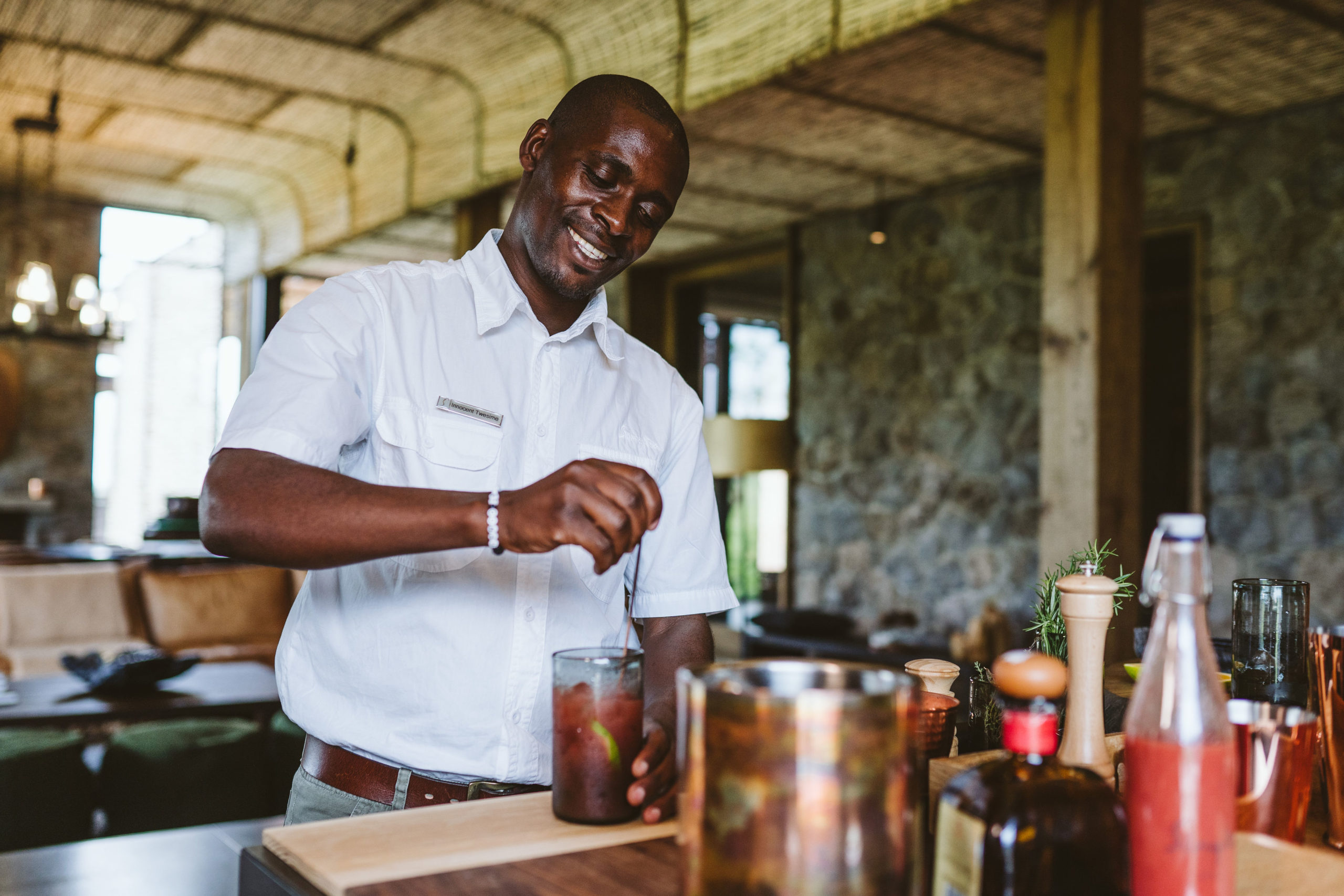 a bartender preparing a cocktail